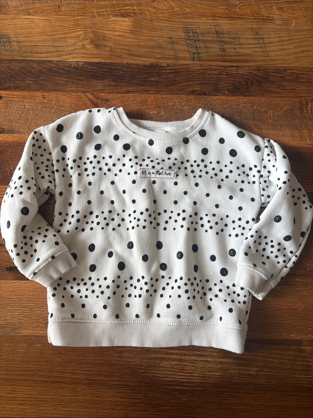 Zara “Art is a must have” Polka Dot Sweatshirt - White with Black Dots size 3/4
